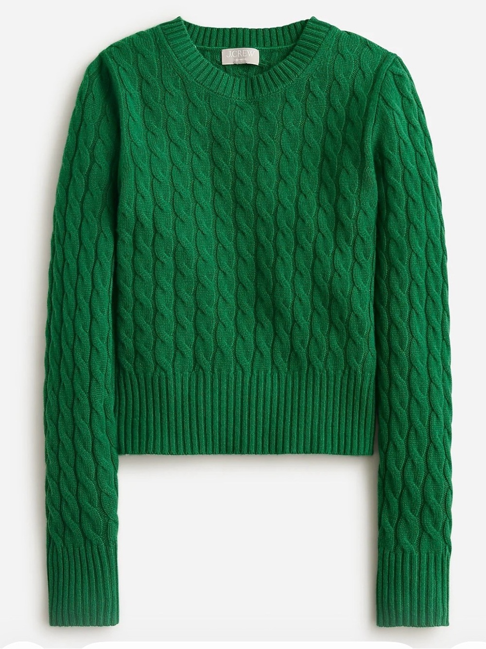 J. Crew Cashmere Shrunken Cable-Knit Crewneck Sweater